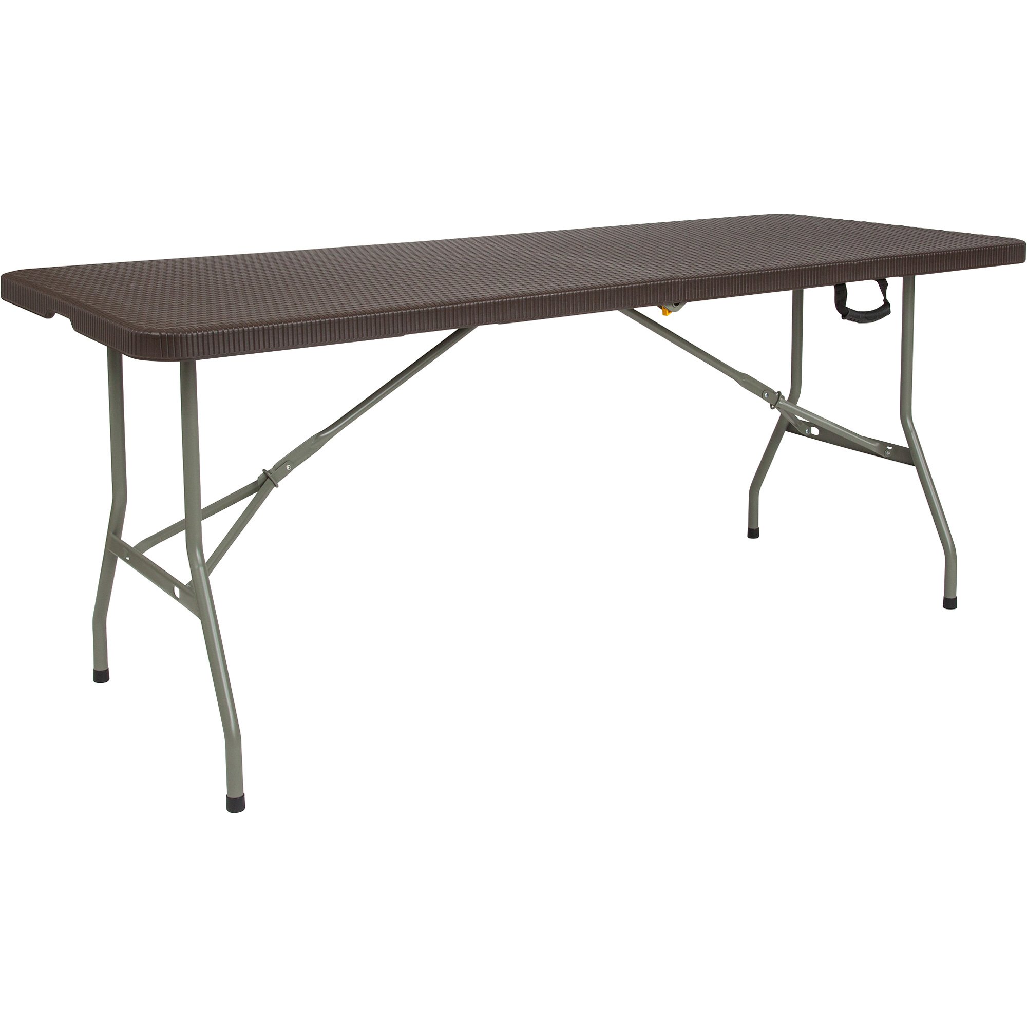 Flash Furniture Commercial-Grade Plastic Rattan Folding Table — Brown